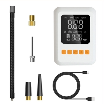 Pompa de aer pentru mașină cu afișaj digital, iluminare și încărcare USB; debit de aer 50 L/min, 80W