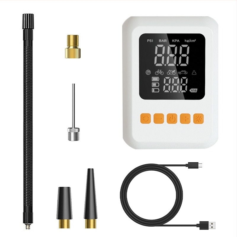 Pompa de aer pentru mașină cu afișaj digital, iluminare și încărcare USB; debit de aer 50 L/min, 80W