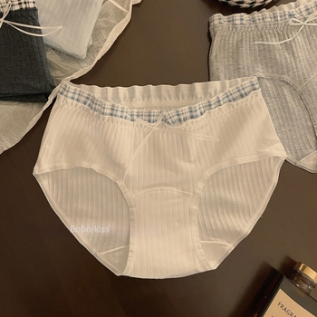 Chiloți pentru femei din bumbac, antibacterieni și respirabili, fără urme vizibile, țesătură tricotată, talie medie.