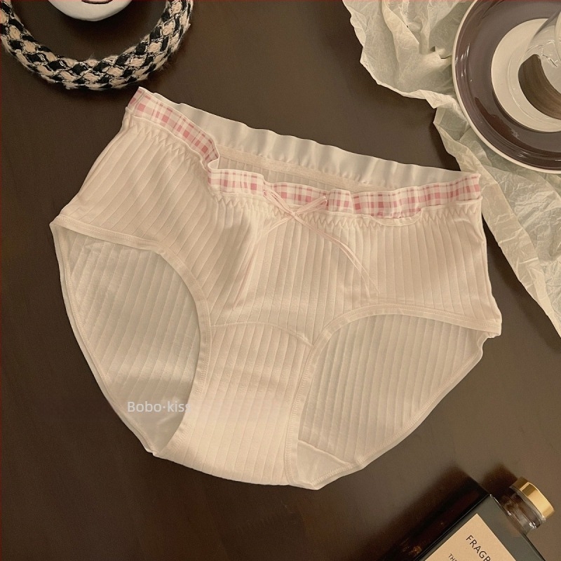 Chiloți pentru femei din bumbac, antibacterieni și respirabili, fără urme vizibile, țesătură tricotată, talie medie.