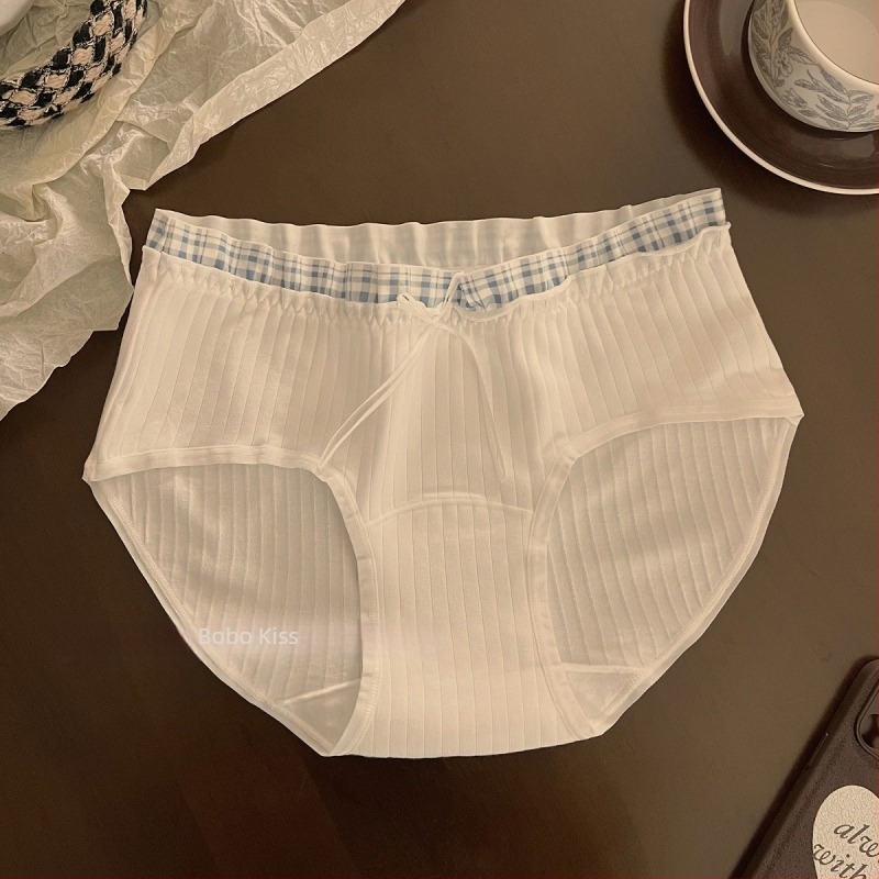 Chiloți pentru femei din bumbac, antibacterieni și respirabili, fără urme vizibile, țesătură tricotată, talie medie.