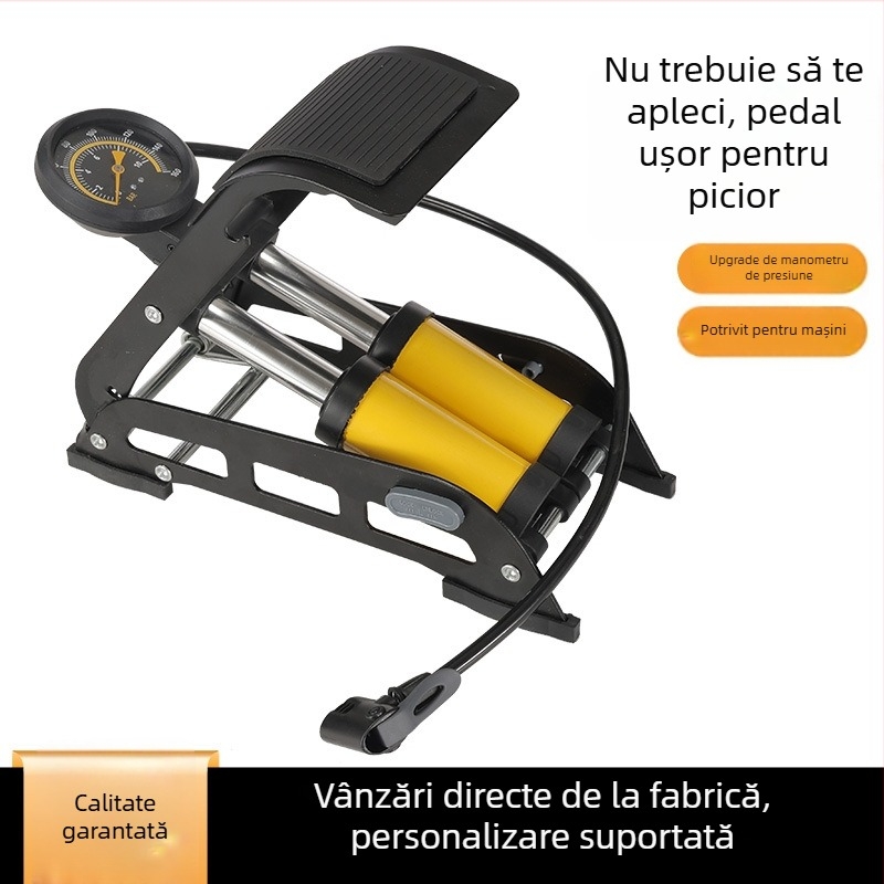 Jingchi pompă cu pedale cu două cilindri, înaltă presiune, pentru vehicule electrice, corp din fier, 1.9 kg
