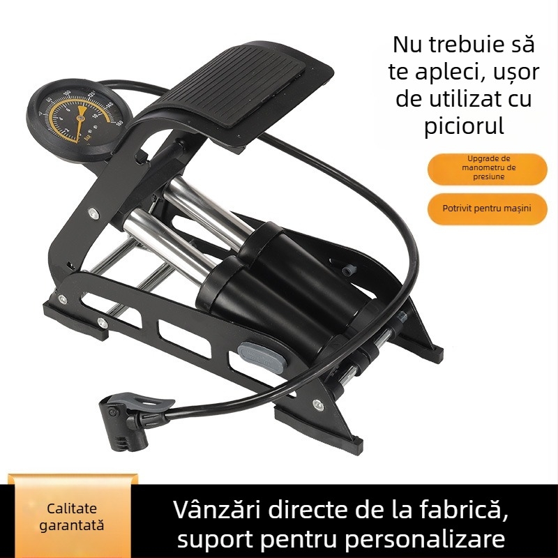 Jingchi pompă cu pedale cu două cilindri, înaltă presiune, pentru vehicule electrice, corp din fier, 1.9 kg