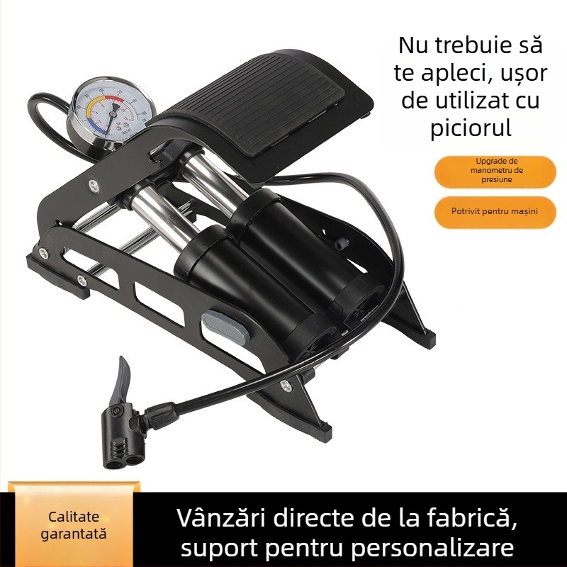 Jingchi pompă cu pedale cu două cilindri, înaltă presiune, pentru vehicule electrice, corp din fier, 1.9 kg