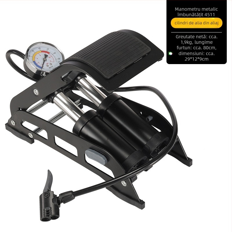 Jingchi pompă cu pedale cu două cilindri, înaltă presiune, pentru vehicule electrice, corp din fier, 1.9 kg