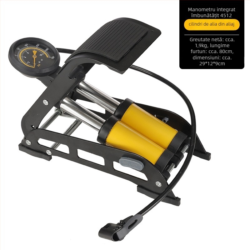 Jingchi pompă cu pedale cu două cilindri, înaltă presiune, pentru vehicule electrice, corp din fier, 1.9 kg