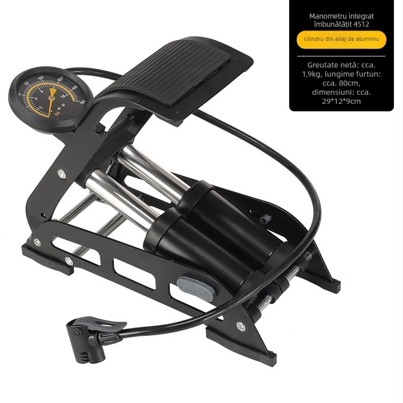 Jingchi pompă cu pedale cu două cilindri, înaltă presiune, pentru vehicule electrice, corp din fier, 1.9 kg