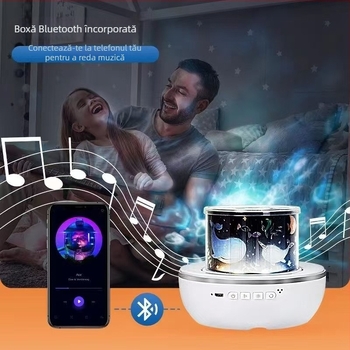 Lampă de proiecție Cer înstelat, difuzor Bluetooth și proiecție, lampă LED pentru birou (Alimentare USB; pe birou; Fără control inteligent)