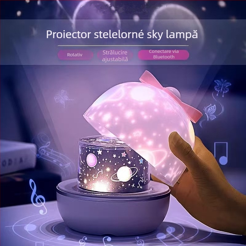 Lampă de proiecție Cer înstelat, difuzor Bluetooth și proiecție, lampă LED pentru birou (Alimentare USB; pe birou; Fără control inteligent)