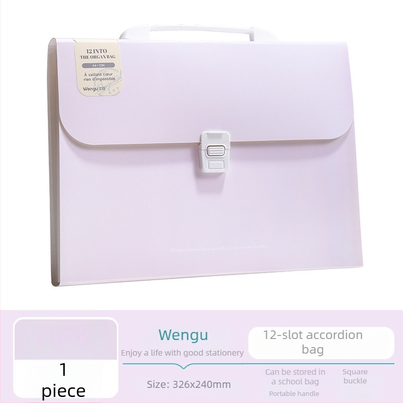 Wengu mapă-archiv acordeon portabil, 12 compartimente, design multi-strat, material PP, grosime 0,6 mm