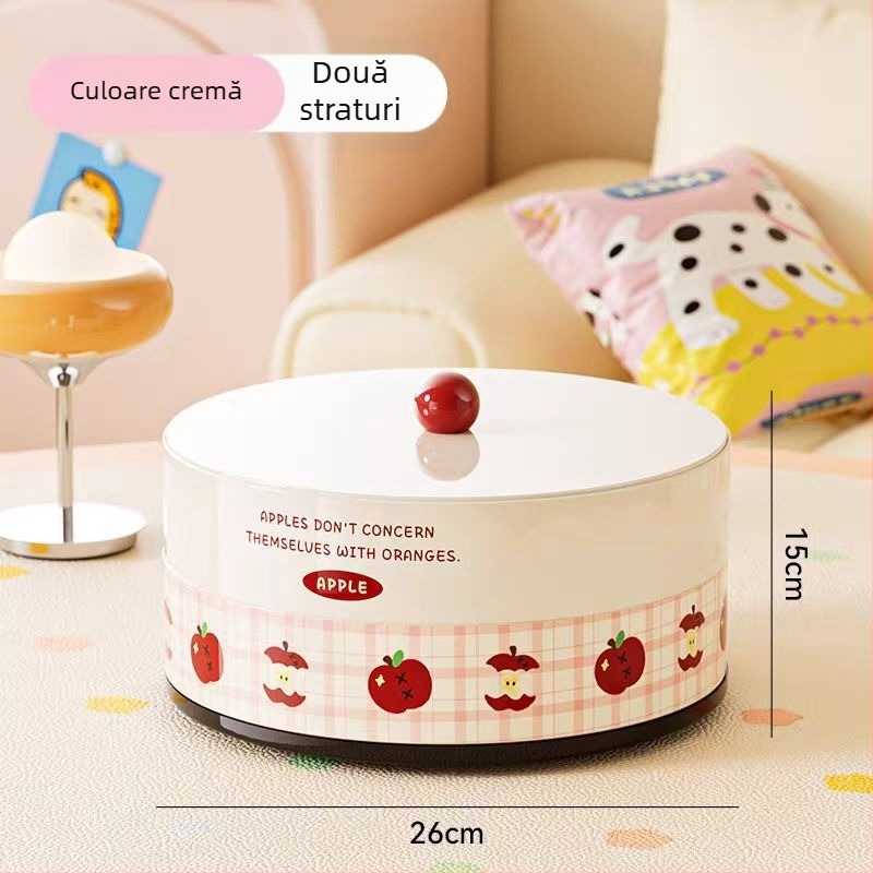 Vas plastic cu capac pentru fructe, design desen animat, de calitate alimentară, potrivită pentru nuci, bomboane și gustări