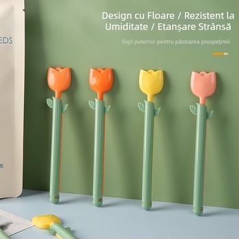 Clip de sigilare cu design lalea, rezistent la umezeală și menține prospețimea, cutie PVC 8 bucăți, Youyue