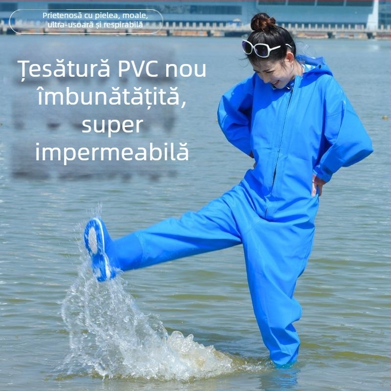 Combinație impermeabilă pentru femei, costum de apă cu pantaloni de apă și pantofi de apă, costum complet de ploaie pentru pescuit vara