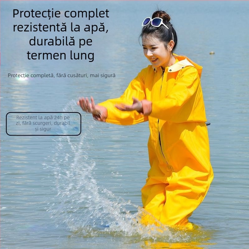 Combinație impermeabilă pentru femei, costum de apă cu pantaloni de apă și pantofi de apă, costum complet de ploaie pentru pescuit vara