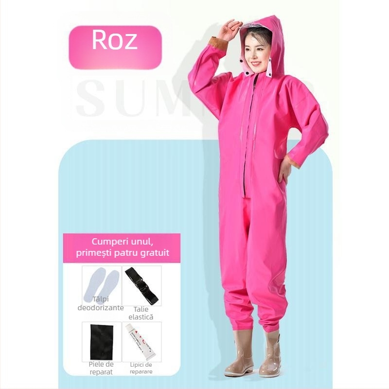 Combinație impermeabilă pentru femei, costum de apă cu pantaloni de apă și pantofi de apă, costum complet de ploaie pentru pescuit vara