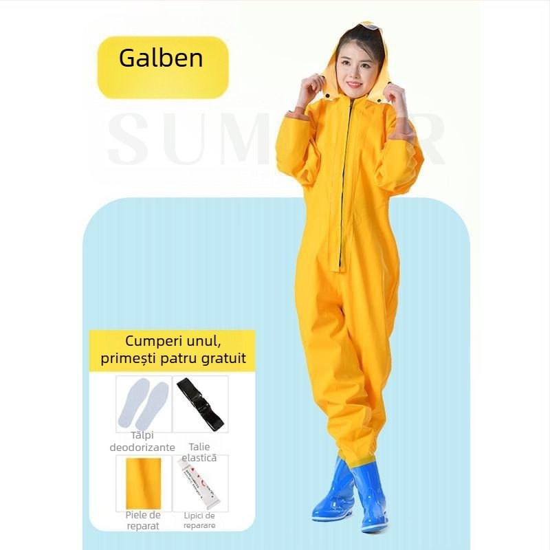 Combinație impermeabilă pentru femei, costum de apă cu pantaloni de apă și pantofi de apă, costum complet de ploaie pentru pescuit vara