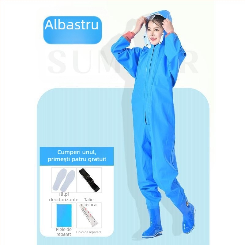 Combinație impermeabilă pentru femei, costum de apă cu pantaloni de apă și pantofi de apă, costum complet de ploaie pentru pescuit vara