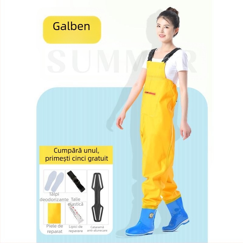 Combinație impermeabilă pentru femei, costum de apă cu pantaloni de apă și pantofi de apă, costum complet de ploaie pentru pescuit vara