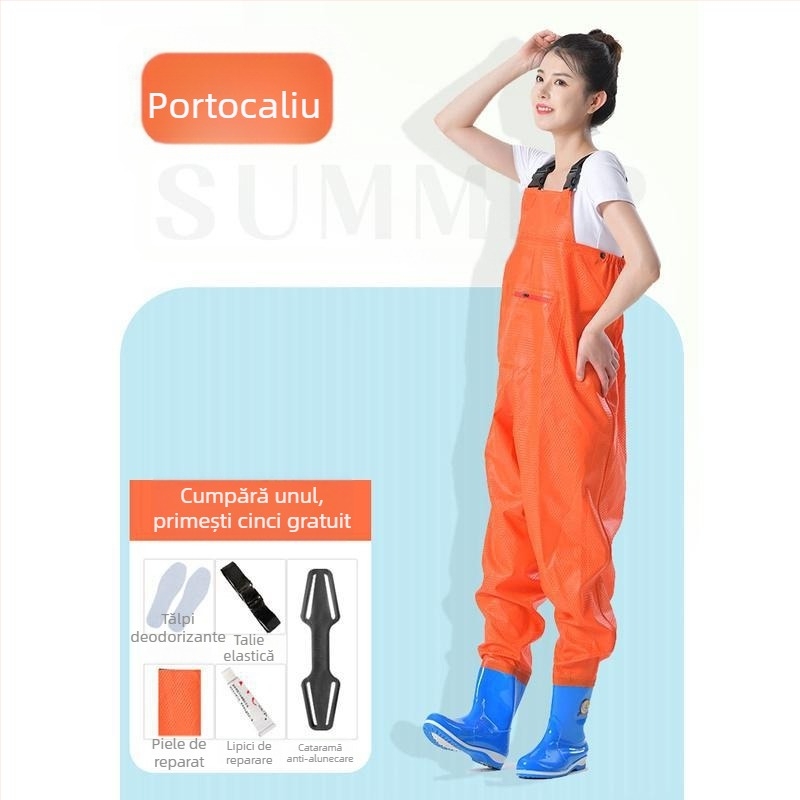 Combinație impermeabilă pentru femei, costum de apă cu pantaloni de apă și pantofi de apă, costum complet de ploaie pentru pescuit vara
