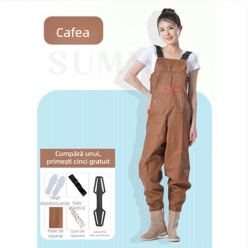 Combinație impermeabilă pentru femei, costum de apă cu pantaloni de apă și pantofi de apă, costum complet de ploaie pentru pescuit vara