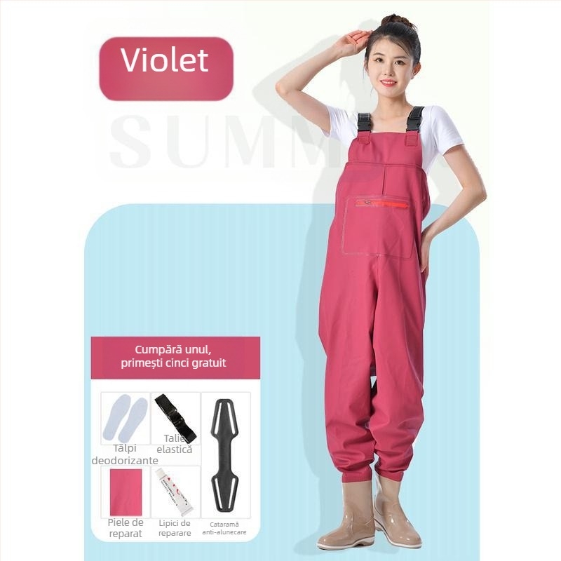 Combinație impermeabilă pentru femei, costum de apă cu pantaloni de apă și pantofi de apă, costum complet de ploaie pentru pescuit vara