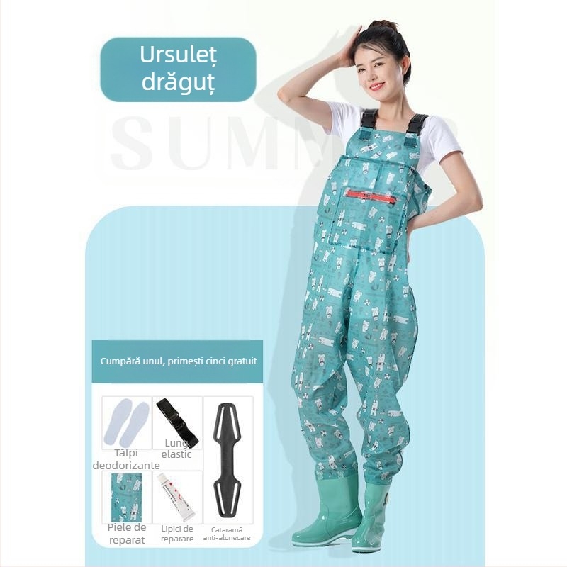 Combinație impermeabilă pentru femei, costum de apă cu pantaloni de apă și pantofi de apă, costum complet de ploaie pentru pescuit vara