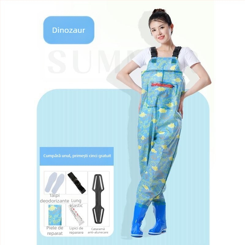 Combinație impermeabilă pentru femei, costum de apă cu pantaloni de apă și pantofi de apă, costum complet de ploaie pentru pescuit vara