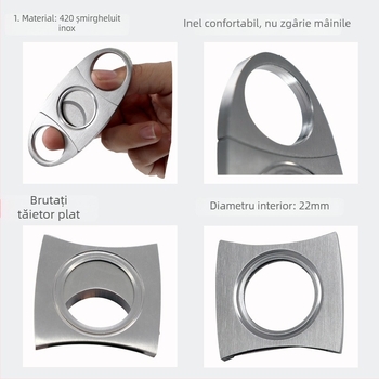 Set de foarfece pentru trabucuri din oțel inoxidabil – formă rotundă, 420, imprimare logo disponibil