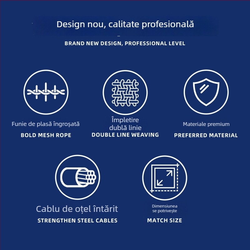 Rețea de tenis standard personalizată — polietilenă, cu noduri sau fără noduri, ochiuri mici, țesătură împletită pe 5 straturi, întărită