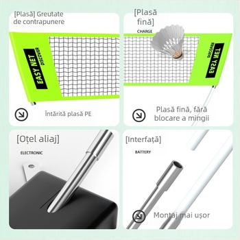 Cadru de plasă badminton – portabil, pliabil, pentru interior și exterior, asamblare ușoară, durabil pentru antrenamente