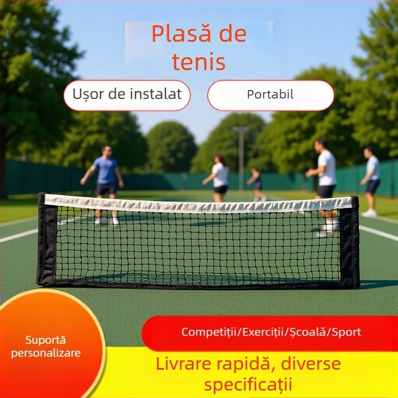Plasă de tenis portabil pentru interior/exterior, competiție profesională – sfoară din oțel, poliester, 411468