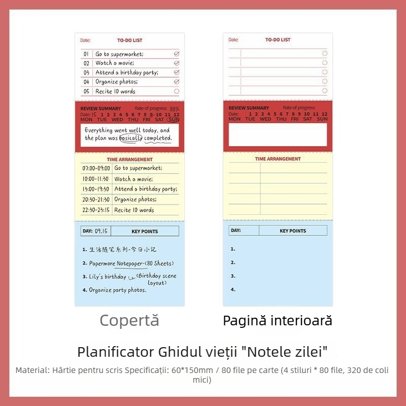 PaperMore carnet de notițe pentru notițe și planificare săptămânală, seria Life Essay, 80 foi, stil Korean Department