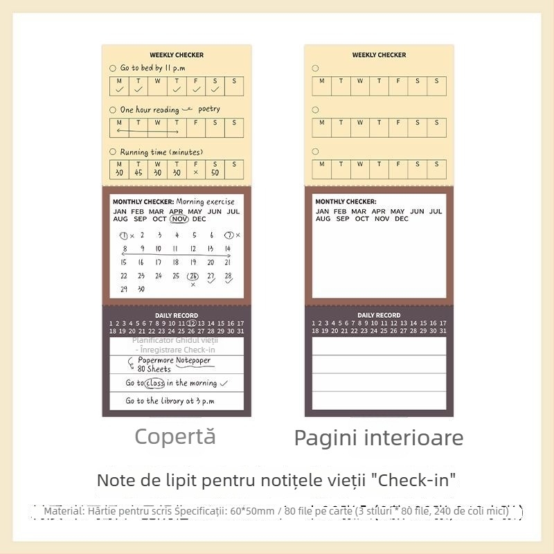 PaperMore carnet de notițe pentru notițe și planificare săptămânală, seria Life Essay, 80 foi, stil Korean Department