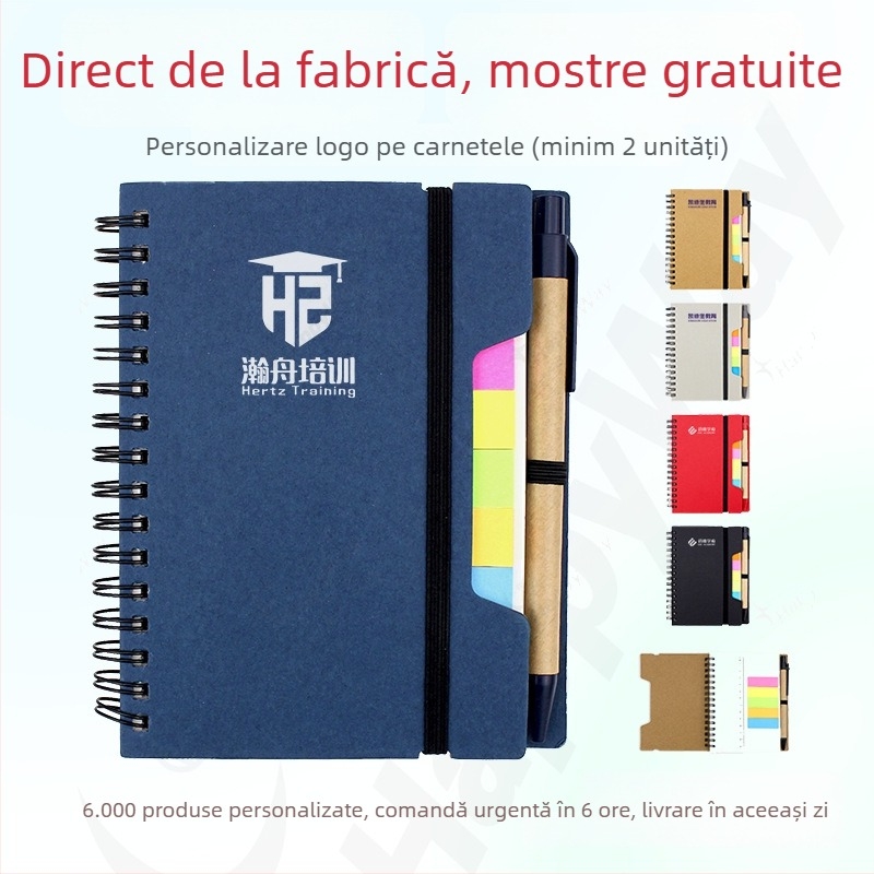 HappyWay bloc de notițe cu note adezive – copertă rigidă, legare cu curea, papetărie creativă, combinație bloc-notes și note adezive