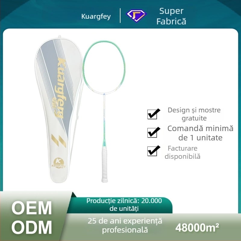 Rachetă de badminton Gale – cadru din fibră de carbon, greutate 95–100 g, mâner G5, rigiditate a tijei medie