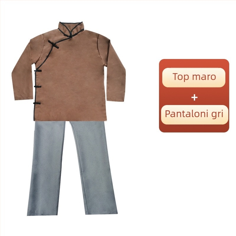 Costum de scenă inspirat de bunică, rochie tradițională din era Republicii, robă din poliester cu închidere parțială în față