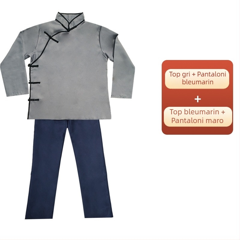 Costum de scenă inspirat de bunică, rochie tradițională din era Republicii, robă din poliester cu închidere parțială în față
