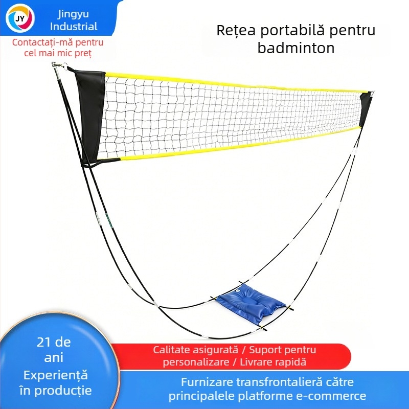 Consulting Rețea portabilă de badminton cu cadru mobil, demontabilă, pentru badminton și tenis de masă
