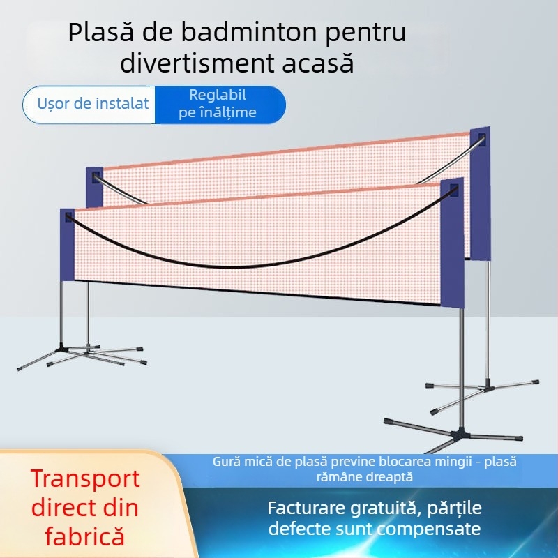 Ramă pentru plasă de badminton – standard pentru interior/exterior, pliabilă, portabilă, țeavă din oțel galvanizat; potrivită pentru badminton și tenis de masă