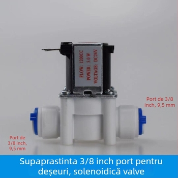 Valvă solenoidă pentru purificator de apă, cu intrare 24V, 12V, spălare automată, cu cuplări rapide 2/3