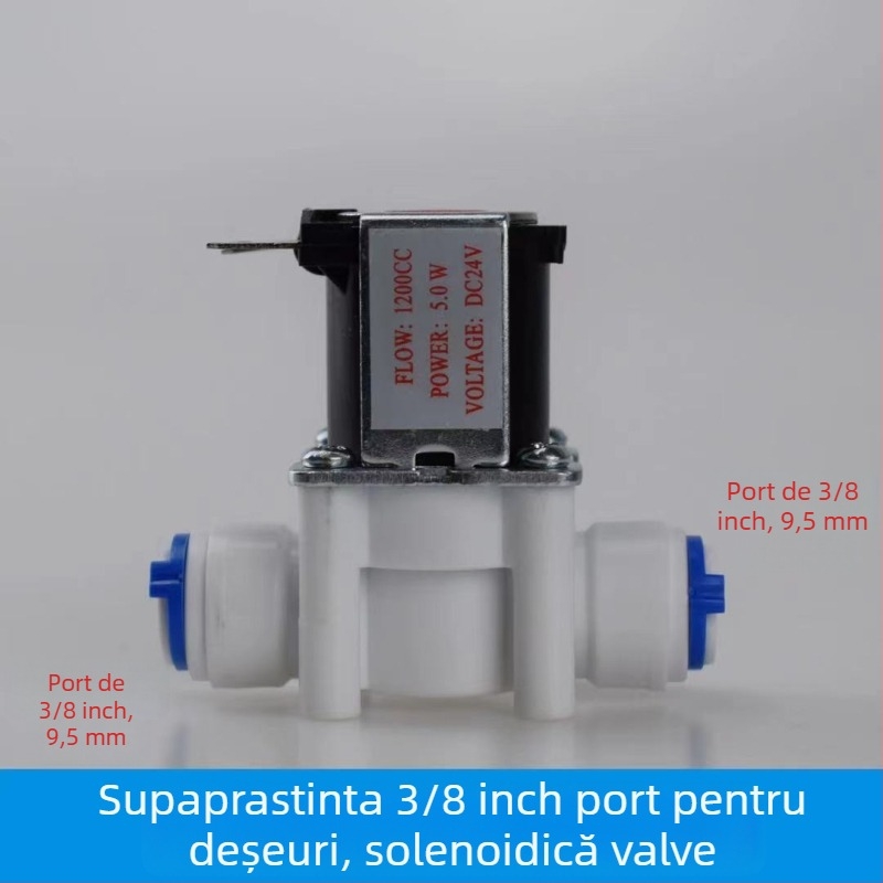 Valvă solenoidă pentru purificator de apă, cu intrare 24V, 12V, spălare automată, cu cuplări rapide 2/3