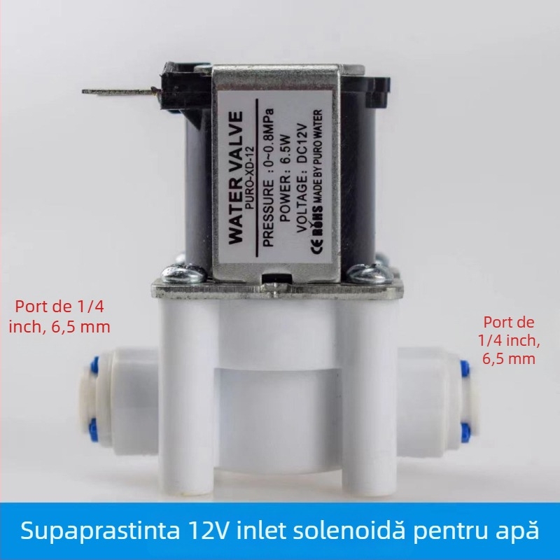 Valvă solenoidă pentru purificator de apă, cu intrare 24V, 12V, spălare automată, cu cuplări rapide 2/3