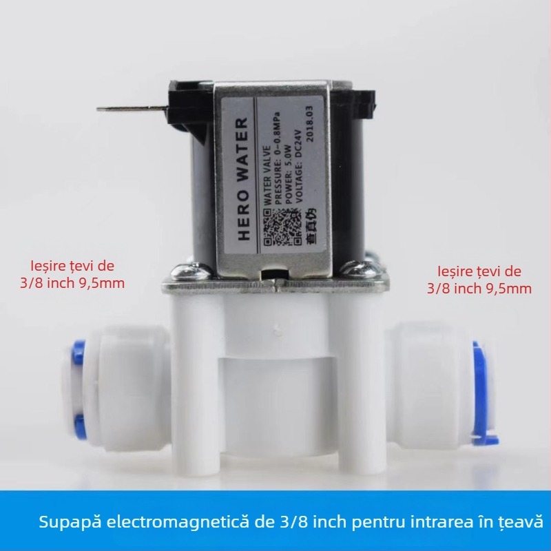Valvă solenoidă pentru purificator de apă, cu intrare 24V, 12V, spălare automată, cu cuplări rapide 2/3