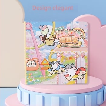 Caiet pătrat de desen, cu design drăguț de animal de companie și pagini albe, portabil