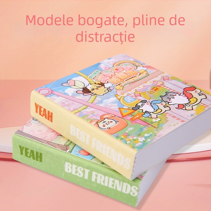 Caiet pătrat de desen, cu design drăguț de animal de companie și pagini albe, portabil