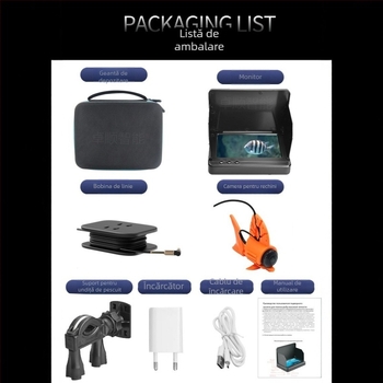 Cameră subacvatică pentru pescuit cu înaltă rezoluție (0,6–30 m adâncime; baterie cu litiu)