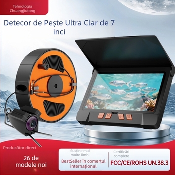 Detector subacv pentru pește cu imagine HD, vizionare nocturnă, senzor de temperatură și cameră de imagine profundă; interval de adâncime 0,6–500 m