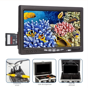 Endoscop pescuit impermeabil de 7 inchi cu unghi de vizualizare de 120°, grad IP66, lungime de lucru 1000 mm, rezoluție de 200 pixeli