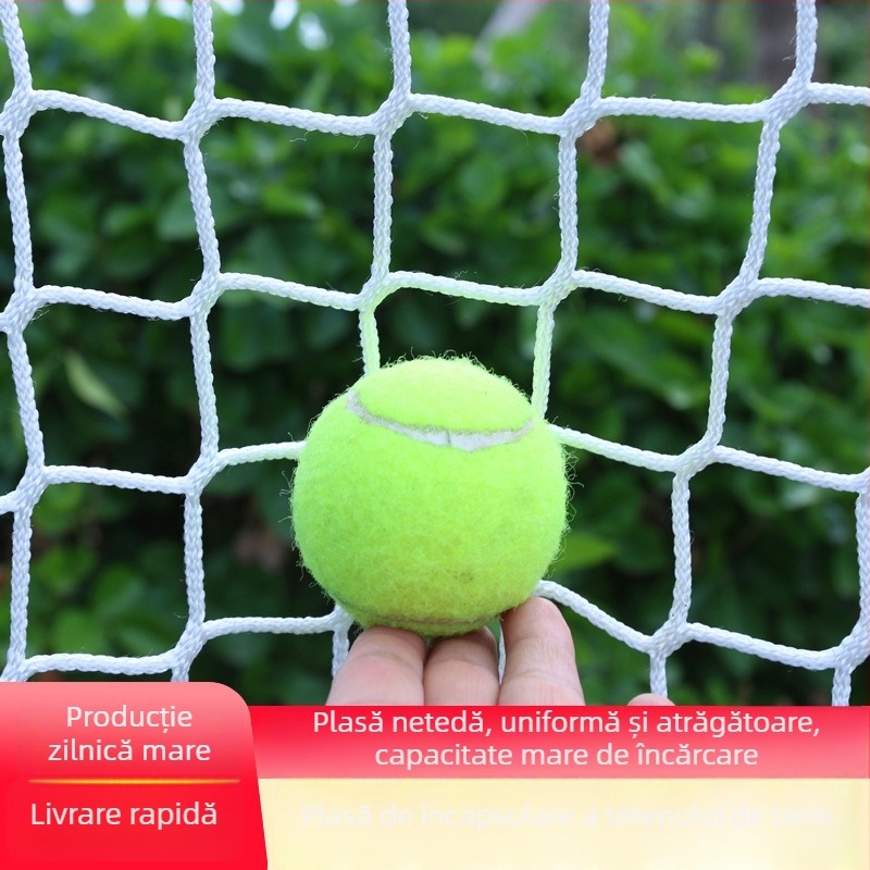 Plasă perimetrală pentru teren de tenis: plasă protectoare, izolatoare, fără noduri, pentru sală și exterior; Material: polipropilenă/poliester; Aplicații: tenis de masă, tenis cu pene și alte sporturi cu mingi; Personalizare disponibilă; Potrivit pentru t