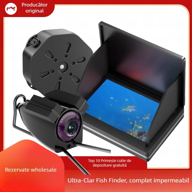 Cameră subacvatică HD pentru pescuit cu vizualizator, DC 10–18V, adâncime 0,6–500 m
